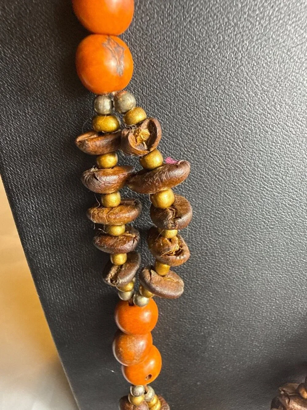 Vintage Boho Kukui Nut Dreamcatcher Starburst Pendant Necklace Statement
